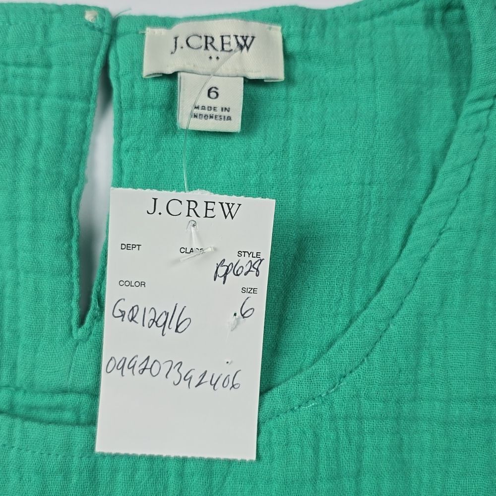 J. Crew Factory NWT Aqua Green Pockets Ruffle Shift Mini Gauze Dress Size 6 - Picture 3 of 8